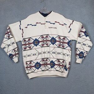 Vintage AU Sportswear Sweatshirt Mens XL Skagway Alaska Geometric Pullover USA